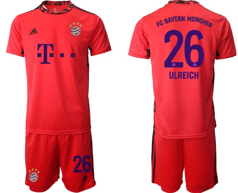 Men 2020-2021 club Bayern Munich red goalkeeper #26 Soccer Jerseys->bayern munich jersey->Soccer Club Jersey